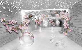 Fototapet - 3D tunel magig - cu flori (152,5x104 cm), în 8 de alte dimensiuni noi