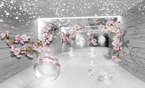 Fototapet - 3D tunel magig - cu flori (152,5x104 cm)