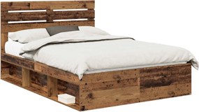 vidaXL Cadru de pat Lemn vechi 140 x 190 cm Lemn de pin masiv