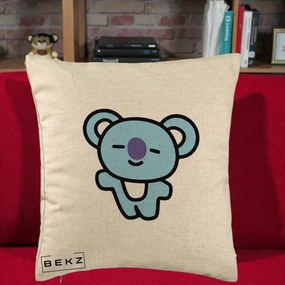 Perna Personalizata BT21 Koya Kawaii, 40x40 cm, Bej, Husa Detasabila, Perna Inclusa, BEKZ®