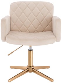 HR802CROSS Scaun Crem din Catifea cu Bază Aurie