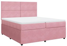 3292429 vidaXL Pat box spring cu saltea, roz, 200x200 cm, catifea