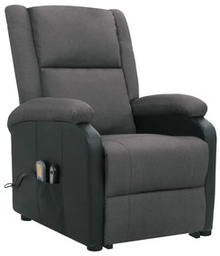 329515 vidaXL Fotoliu de masaj cu ridicare, gri închis, textil