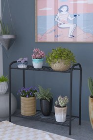 Stand pentru flori cu 2 etajere metal Cici Homs 74 x 70 cm, Negru