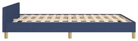 Cadru de pat cu tablie, albastru, 140x200 cm, textil Albastru, 140 x 200 cm, Design simplu