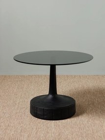 Masuta de cafea, rotunda, din sticla fumurie, Stein