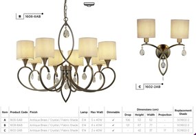 Aplica de perete eleganta design clasic Alberto 1602-2AB SRT