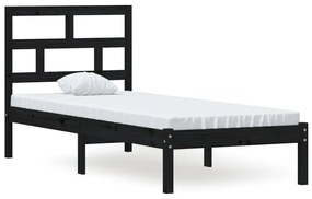 3101182 vidaXL Cadru de pat mic single, negru, 75x190 cm, lemn masiv