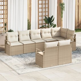 vidaXL Set de canapele pentru grădină 8 pcs Bej Rattan poli