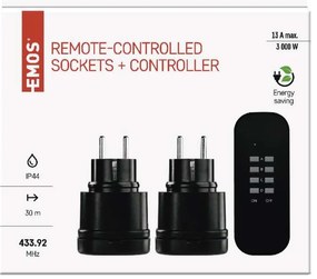Set 2 prize cu telecomanda, IP44, exterior, max 3000W, EMOS