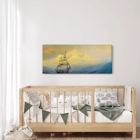 Tablou - Pictură barcă pe mare (120x50 cm)