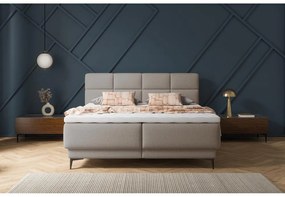 Pat matrimonial 180 cm Riviera 180 (cu somieră și saltea) (cu sp. depozitare) (bej mediu + negru). 1099641