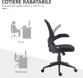 HOMCOM Scaun de Birou Ergonomic cu Înălțime Reglabilă, Scaun de Birou cu Balansoar și Țesătură Respirabilă, 59x58x96-106 cm, Negru | Aosom Romania