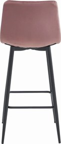 Scaun de bar ARCETO VELVET cu picioare negre, roz