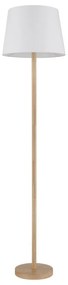Lampadar de podea metal aspect lemn abajur textil alb JORIS