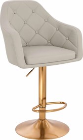 HR831W Scaun Ecru Piele Ecologica Premium Soft cu Bază Aurie