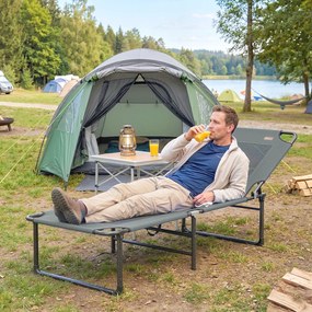 Outsunny Șezlong de Exterior Reglabil 4 Poziții, Scaun Pliabil cu Mâner, Gri. | Aosom Romania