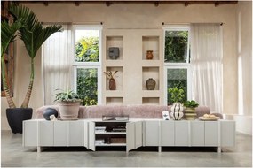 Comodă TV gri deschis din lemn de pin 152x53x46 cm Basu – WOOOD