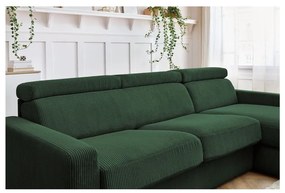 Colțar verde închis extensibil cu tapițerie din catifea reiată (cu colț variabil) Monaco – Bobochic Paris