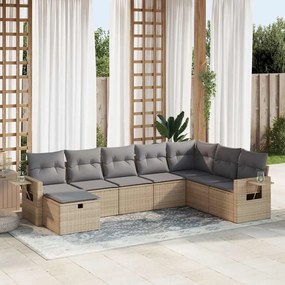 vidaXL Set canapele de grădină, 8 piese, cu perne, bej, poliratan