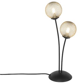 Lampă de masă modernă, neagră, cu 2 lumini aurii - Athens Wire
