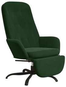3097643 vidaXL Scaun de relaxare cu taburet, verde închis, catifea