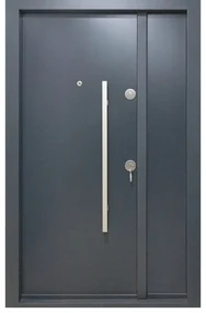 Usa metalica dubla de exterior cu izolatie si vizor Novo Doors NDS1200, Din compozit, 2 yale, Kit complet, Pentru case, Gri antracit (Sens