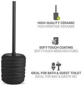 Perie de WC neagră din ceramică Illana – Wenko