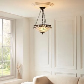 Endon 111870 - Candelabru suspendat pe lanț Tiffany FARGO 3xE27/10W/230V diam. 41,5 cm