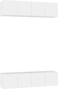 vidaXL Set dulapuri TV, 4 piese, alb, 60x30x30 cm, lemn prelucrat