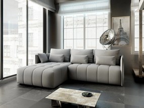 Colțar extensibil dumonde cu ladă de depozitare si sezut confortabil din spuma high-density, Malta Enjoy Silver 235x185 cm