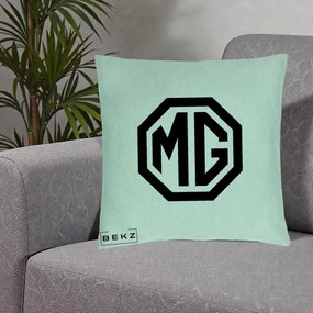 Perna Personalizata cu emblema MG, 40x40 cm, Verde Menta, Husa Detasabila, Perna Inclusa, BEKZ®