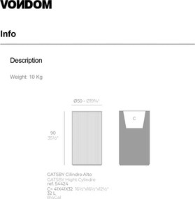 Ghiveci plante design decorativ modern exterior / interior GATSBY 50x90cm