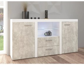 Comodă combinată Rokara (Alb + beton deschis) (fără iluminat). 1053862