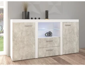 Comodă combinată Rokara (Alb + beton deschis) (fără iluminat). 1053862