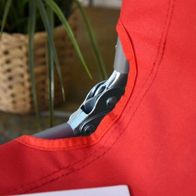 Outsunny Șezlong Pliabil cu Spătar Reglabil în 5 Poziții, Șezlong de Grădină cu Structură din Metal și Material Oxford, pentru Plajă, Piscină, Grădină, 187x55x24cm, Roșu | Aosom Romania