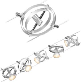 Paulmann 94436 - Set 5x GU5,3/10W, sistem complet pe cablu CARDAN 230 V, crom