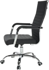 Scaun de birou, piele eco/metal, negru/crom, FARAN