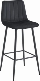 Scaun de bar POZZA VELVET cu picioare negre, negru