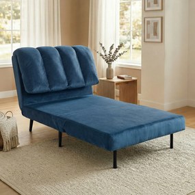 HOMCOM Fotoliu-Pat Pliabil Transformabil cu Spătar Reglabil, Albastru | Aosom Romania