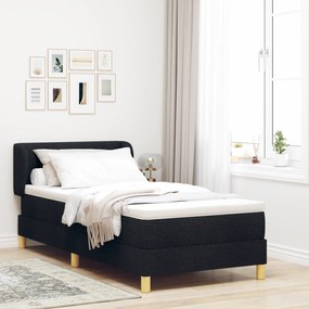 vidaXL Pat box spring cu saltea, negru, 80x200 cm, textil