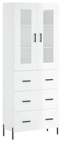 3198411 vidaXL Dulap înalt, alb extralucios, 69,5x34x180 cm, lemn compozit