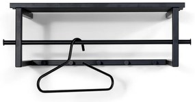 Cuier de perete negru cu raft din metal 76 cm Marco – Spinder Design