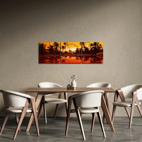 Tablou - Apus de soare deasupra rezortului (cu ceas) (90x30 cm)