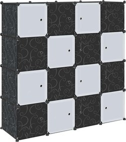 vidaXL Organizator cuburi depozitare cu 16 cuburi și tije de agățat PP
