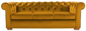 Canapea Oxford Chesterfield, 93x214x75 cm, 3 locuri, Galben mustar