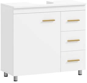 HOMCOM Dulap sub chiuvetă pentru baie, design în 3 niveluri, MDF, PAL, Alb | Aosom Romania