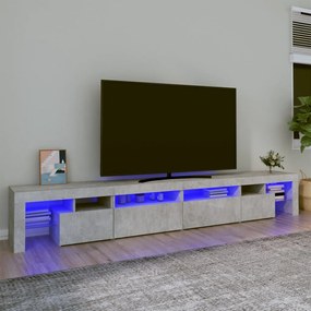 vidaXL Comodă TV cu lumini LED, gri beton, 260x36,5x40cm