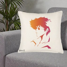 Perna Decorativa Cowboy Bebop Spike Silueta Gradient, 40x40 cm, Crem Reliefat, Husa Detasabila, Perna Inclusa, BEKZ®