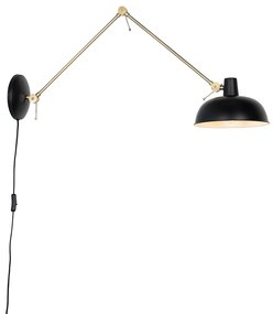 Lampă de perete retro neagră cu bronz - Milou